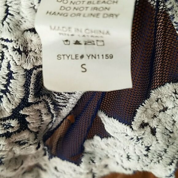 You Are Not Alone blue white  sheer top Sz. S - Picture 3 of 5